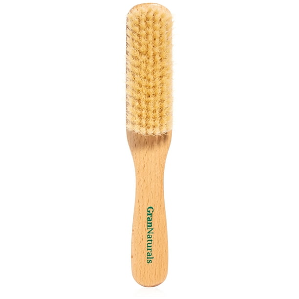 GranNaturals Cepillo de pelo con cerdas de jabalí, cepillo alisador de cerdas blancas suaves para alisar el cabello y crear un estilo elegante, mango de madera natural para mujeres y hombres