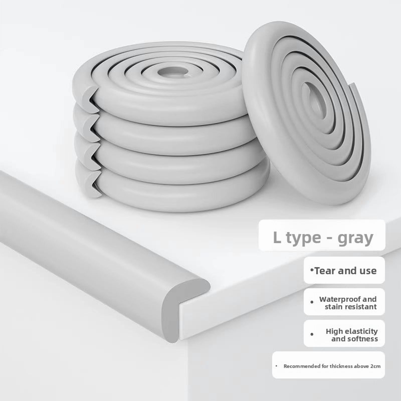2m edge and corner protection anti-collision strips, L-shaped and W-shaped, waterproof and anti-fouling, elastic and soft, caring for the health of the baby, suitable for table corners, windows, corn