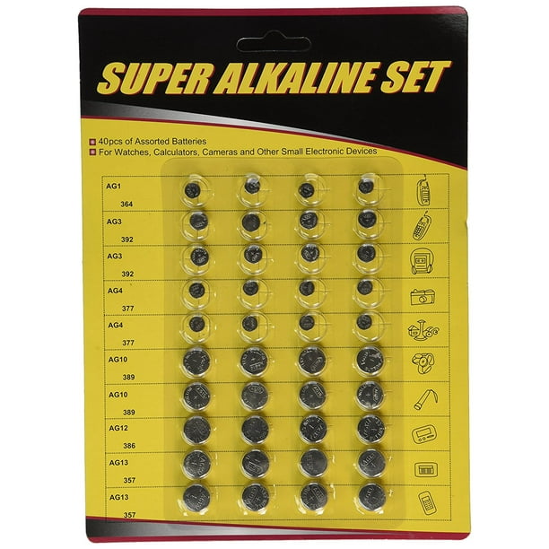 Super Alkaline Button Cell Batteries Assorted 40pc