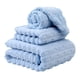 thumbnail image 2 of Set de toallas de rayas de terciopelo caramelo | Toalla de baño de poliéster suave y mullida 70x140 cm Toalla facial 35x75 cm Toalla para el pelo 25x60 cm | Absorbente resistente a arrugas | Set, 2 of 6