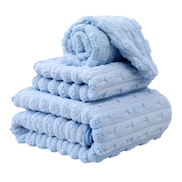 Toalla de terciopelo a rayas para rostro y cuerpo,suave y absorbente,de secado rápido,para el hogar o viajes.Toalla para adultos para la ducha,secado del cabello y cuidado diario de la piel.