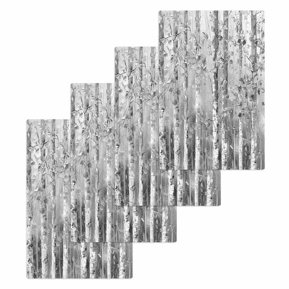 Grey Forest Kitchen Dish Towels for Drying Dishes Set of 4, Modern Oil Painting Art Waffle Weave Microfiber Hand Tea Bathroom Towels Quick Dry & Absorbent Towel 15.7x23.6
