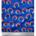 thumbnail image 1 of Soimoi Blue Cotton Voile Fabric Paint Brush Abstract Printed Fabric 1 Yard 56 Inch Wide, 1 of 1
