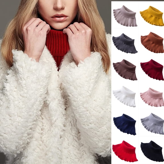 Women's Knitted Turtleneck Dickey Collar Detachable Mock High Neck Style