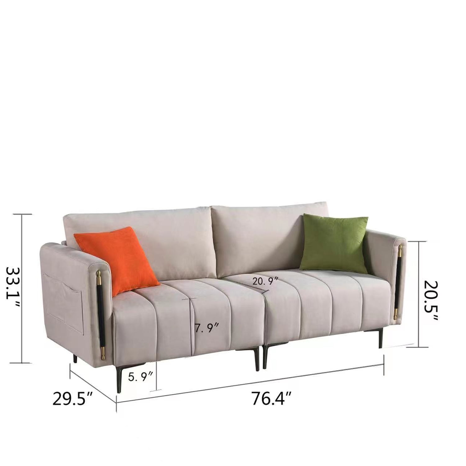 Kadyn Fabric Loveseats Couch, 76.3 inch Modern Sofa with 2 Side Pockets, Deep Seat Sofa for Apartment, Movable Back, Rice White Kadyn Fabric Loveseats Couch, 76.3 inch Modern Sofa with 2 Side Pockets, Deep Seat Sofa for Apartment, Movable Back, Rice White