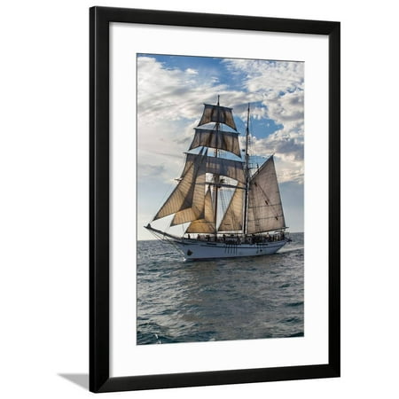 Tourists on Tall Ship in the Pacific Ocean, Dana Point Harbor, Dana Point, Orange County, CA Framed Print Wall