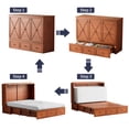 thumbnail image 3 of ZAFLY Murphy Bed with Charging Station, Solid Wood Cabinet Bed with Mattress, Murphy Cube Chest Bed with Storage Drawers - Cherry, 3 of 8