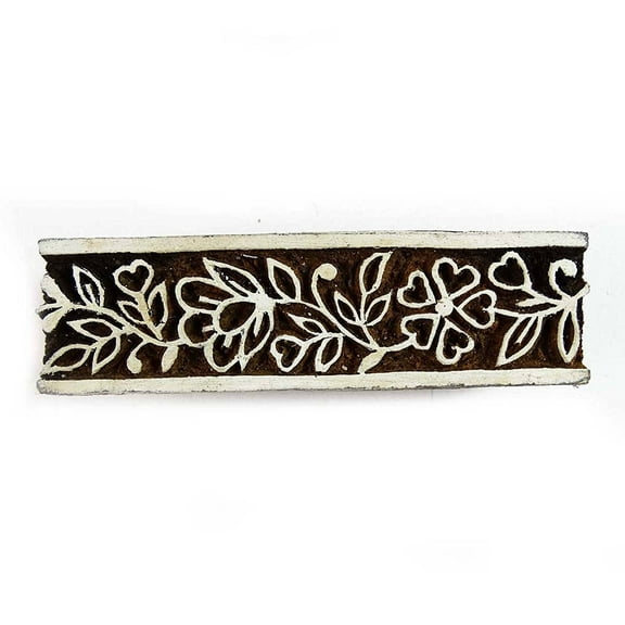 Wooden Printing Block Floral Textile Stamp Wood Block Art Printer Stamp
