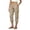 Beige, variant on JIAYUE Women Capri Pants Solid Color Elastic Waist Side Pockets Loose Fit Casual Trousers for Outdoor Walking Wear