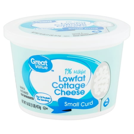 Great Value 1 Milkfat Lowfat Small Curd Cottage Cheese 16 Oz
