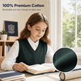 thumbnail image 5 of FAIOROI Unisex Kids V Neck Sweater Vest 100% Cotton Sleeveless Knit for School Wear Army Green 13-14T, 5 of 7