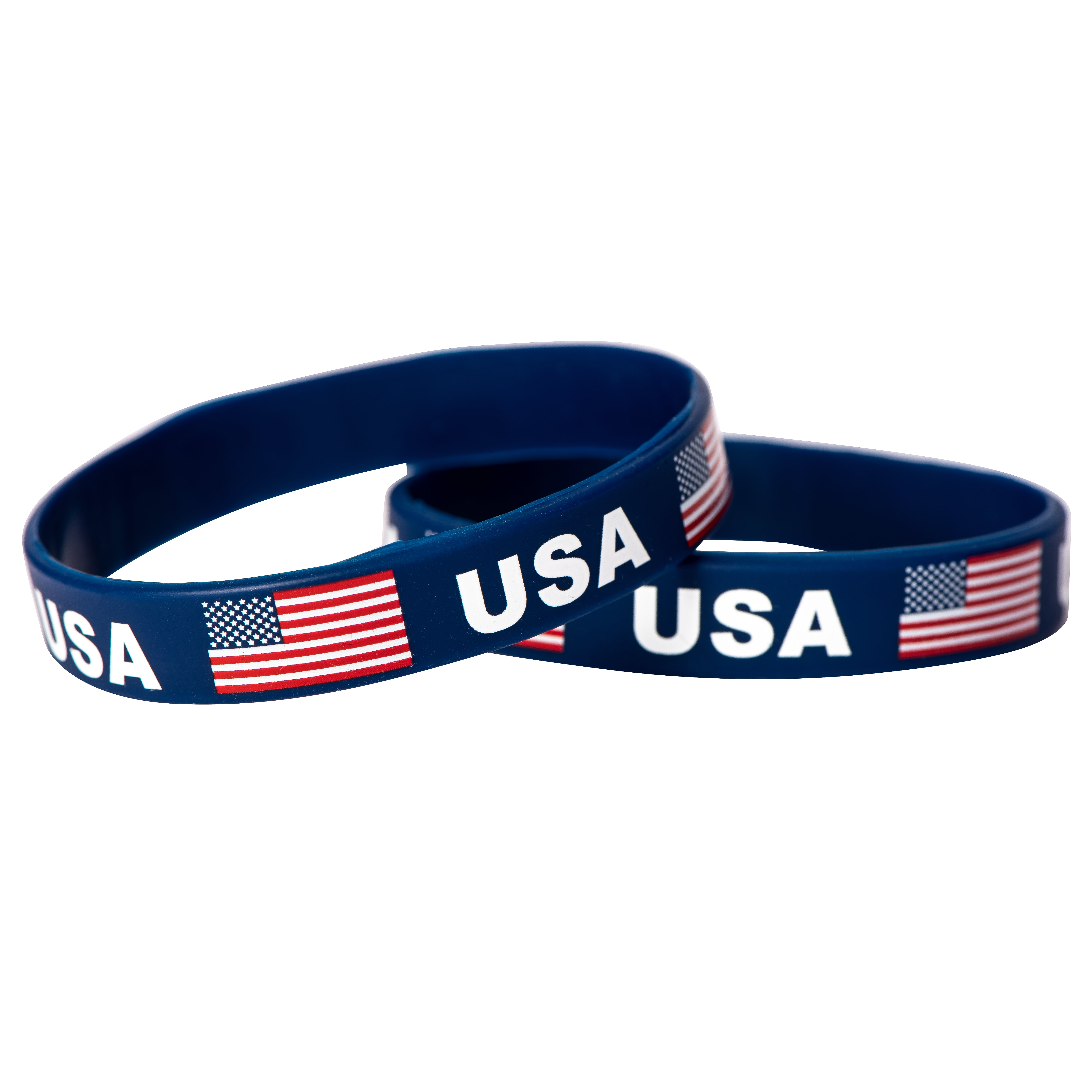 2 US Flag Stars & Stripes Wristbands Thin RED Line two USA Bracelets 
