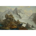 thumbnail image 2 of Caspar Wolf 18x13 Gold Ornate Wood Frame and Double Matted Museum Art Print Titled - Glacier Lauteraar (1776), 2 of 4
