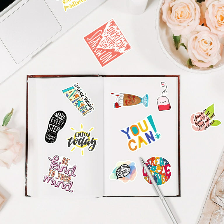 50PCS Floral Aesthetic Boho Motivational Sticker, Inspirational Words  Stickers for Teens Adults Students Teacher Employees Vinyl Encouraging  Positive