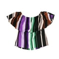 thumbnail image 2 of bar III Womens Ruffle Off the Shoulder Blouse, Multicoloured, X-Small, 2 of 2