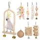 thumbnail image 3 of paquetes de juguetes de jaula colgante para loros y pájaros, juego de juguetes para masticar de escalada de pájaros de madera Natural, 3 of 5