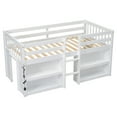 thumbnail image 4 of Miniyam Wood Twin Size Loft Bed with LED Light & Shelves for Kids and Teens, White, 4 of 6