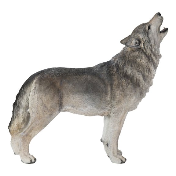 Hi-Line Gift Howling Grey Wolf 12” Garden Statue, Intricate Details