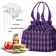 thumbnail image 4 of Halloween Purple Checkered Ghosts and Icons Drawstring Lunch Bag Women - Drawstring Lunch Bag Insulated for Work Office - Stain-Resistant Large Lunchbags for Women with Multi-Pockets, 4 of 6