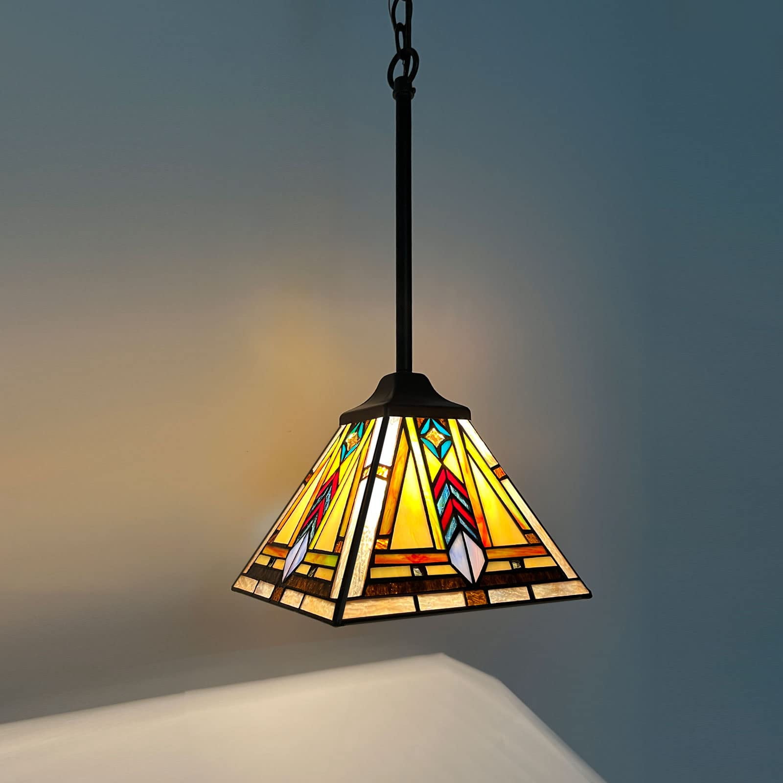Tiffany Pendant Light Fixtures 8 inch Wide Kitchen Island Lighting Handmade Stained Glass Lamp Shade Hanging Lamp