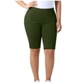 thumbnail image 6 of Nfurl Womens Plus Size Yoga Shorts High Waist Knee Length Leggings Stretchy Tummy Control Biker Shorts Fitted Summer Workout Gym Shorts Army Green,XXXL, 6 of 8