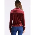 thumbnail image 3 of DARING DIVA Stylish Velvet Button-Up Long Sleeve Jacket M Burgundy, 3 of 6