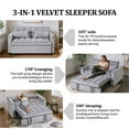 thumbnail image 2 of Gewnee 3 in 1 Convertible Sleeper Sofa Bed,Pull Out Couch Bed,Adjustable Backrest,Loveseat with Pillows & Pockets for Living Room,Apartment.Light Grey, 2 of 16