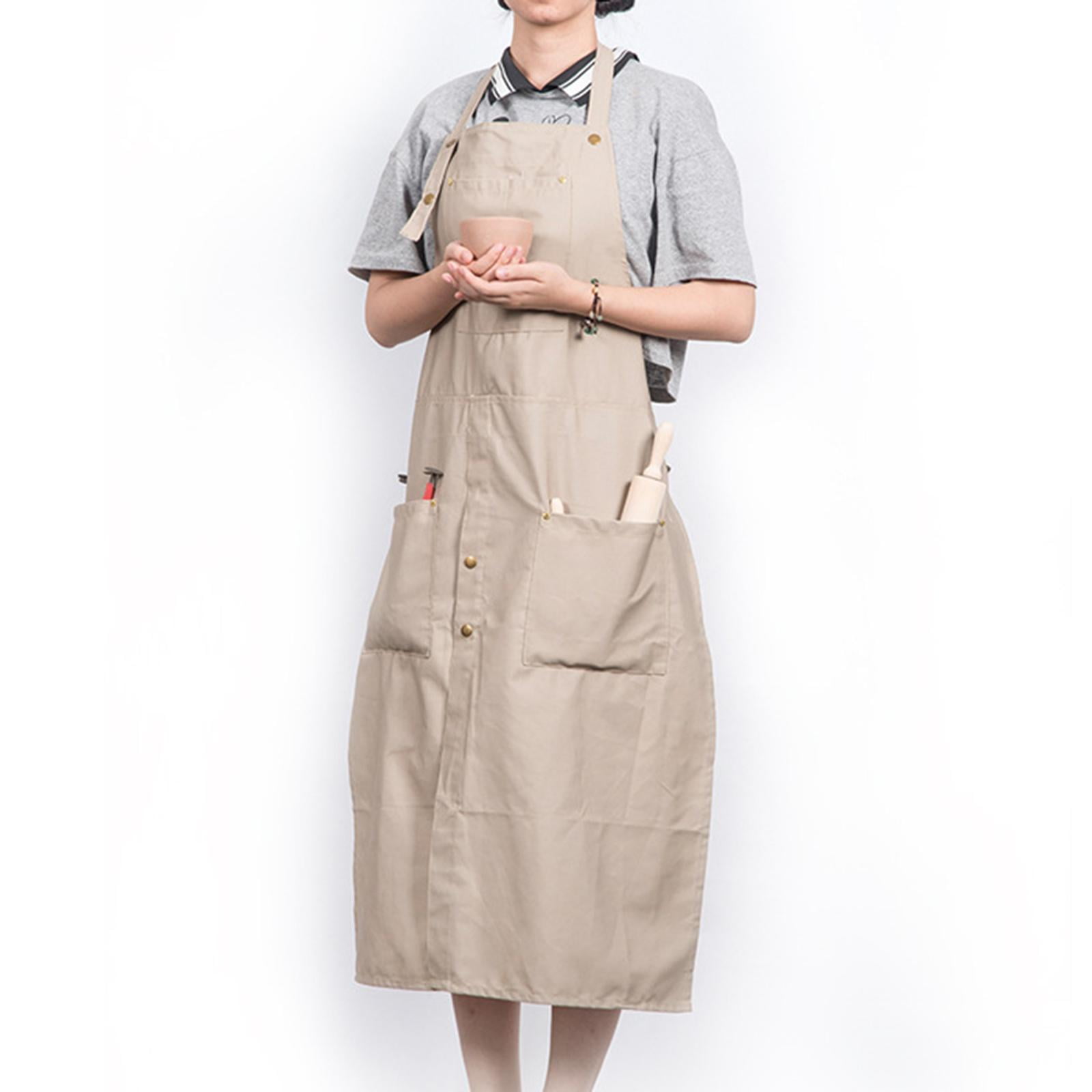 Pottery Apron Durable Canvas Water Resistant Adjustable Apron for Women Cooking Full Cover Split Leg Painting Oil Ceramics Apron