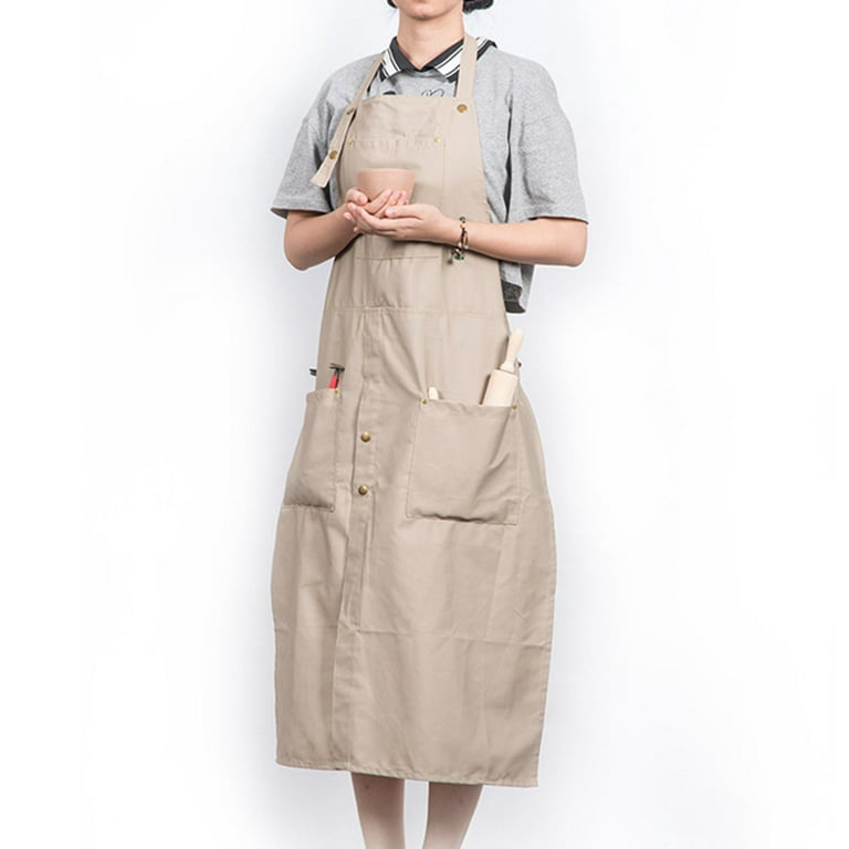 Pottery Apron. Pleated Canvas Pinafore With Split Leg Skirt and Pockets.  Christmas Gift for Potters, Artists & Makers. Ochre No14:2 