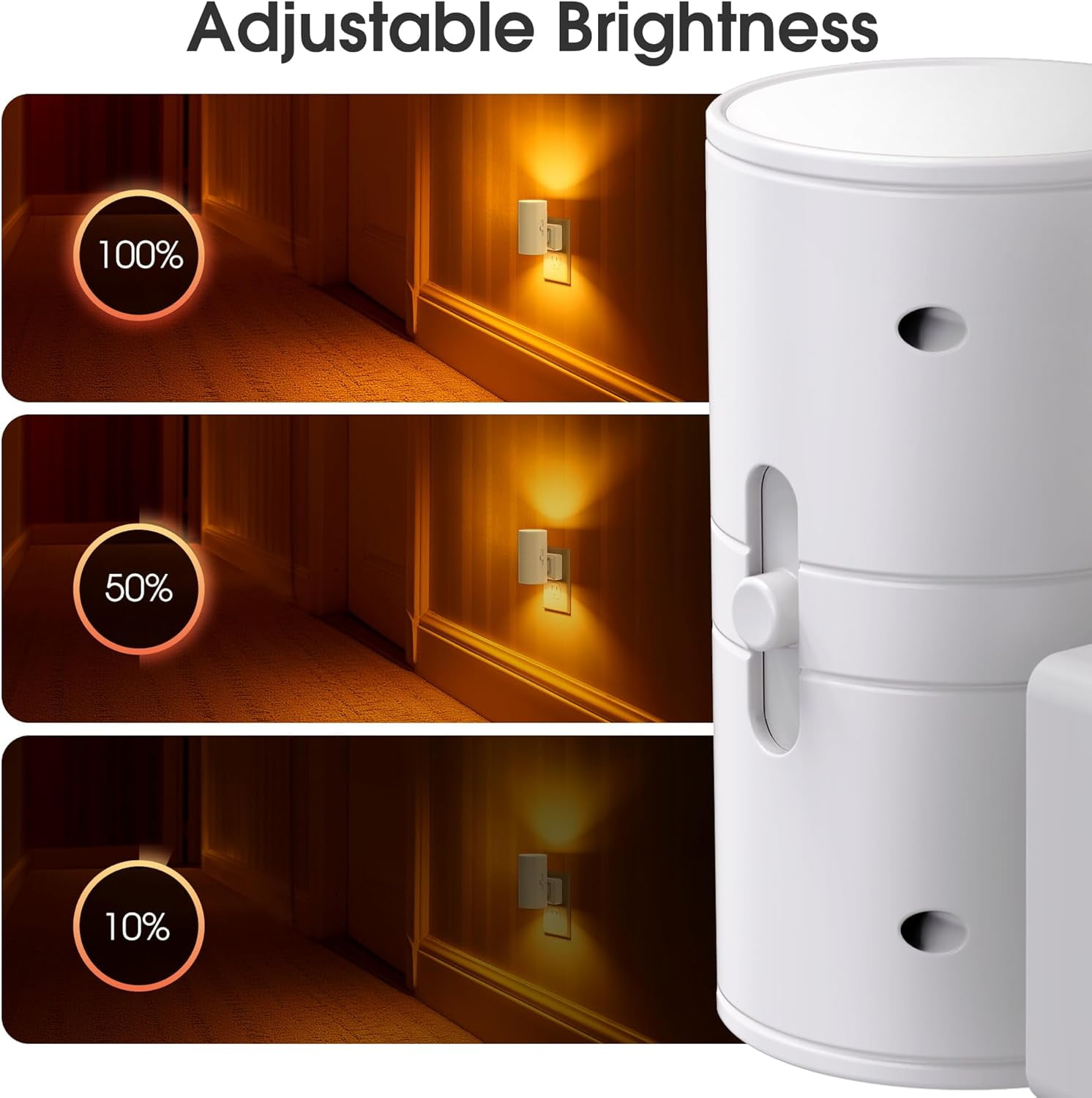 RGHJAR-Night Lights Plug into Wall, Modern LED Night Light Plug in, Dusk to Dawn Sensor,Amber Night Light 0-100LM Adjustable Brightness, Dimmable NightLight for Hallway, Bedroom, Stairway, 2 Pack