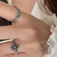 thumbnail image 6 of QQTDFG Retro 925 Silver Women Rings Graffiti Alphabet Weeding Jewelry Rings Adjustable-Adjustable-#4, 6 of 8