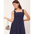 thumbnail image 5 of Moomaya Shoulder Straps Square Neck Solid Cotton Dress - Women's Trendy Dress, 5 of 9