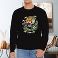 thumbnail image 6 of Men's 330g 100% Cotton Ttiger Head  Pattern Dropped Shoulder Crew Neck Sweatshirt, 6 of 15