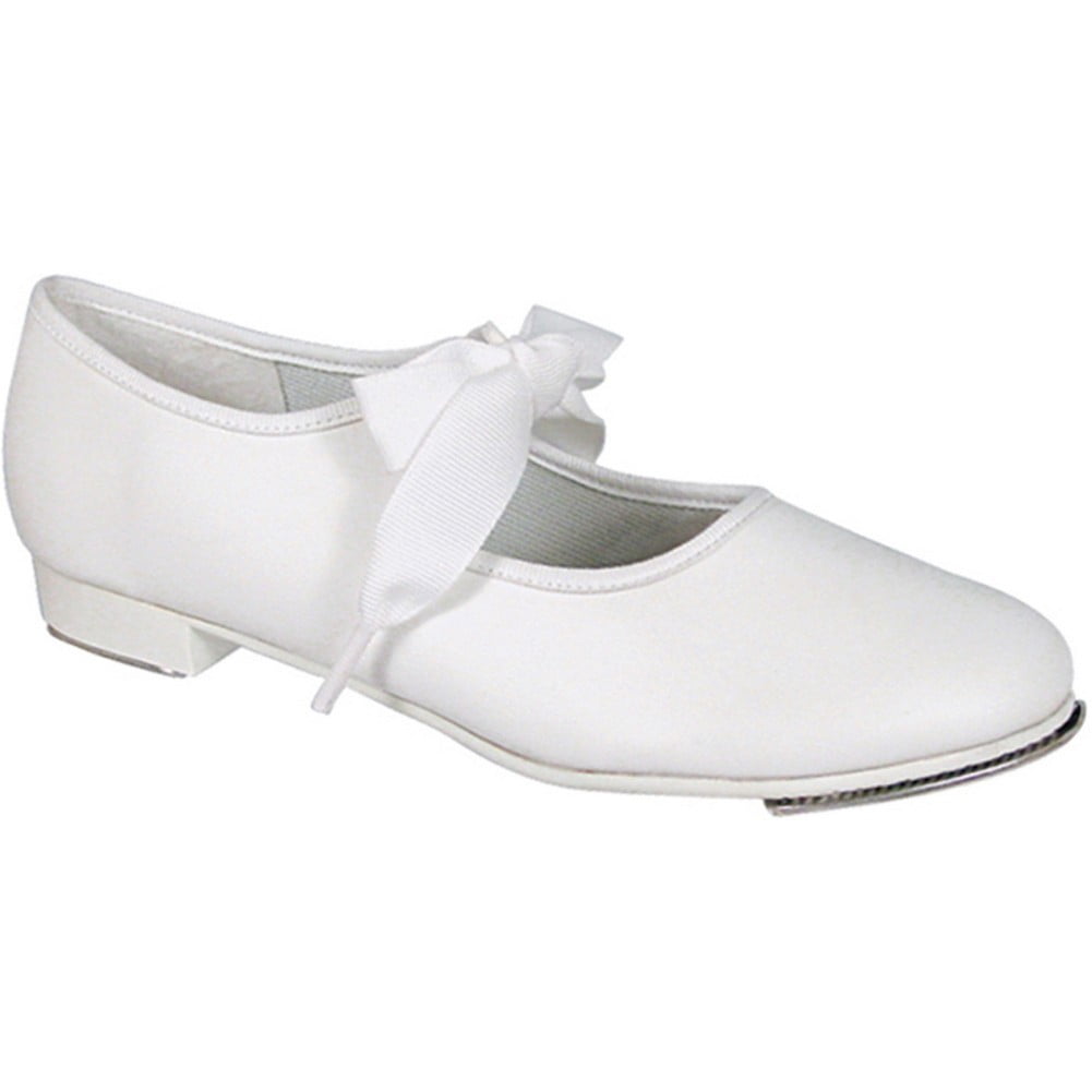 Dance Class Girls White LeatherLike Ribbon Tie Flexible Tap Shoes 6 Toddler12 Kids Walmart