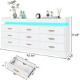 thumbnail image 3 of ChVans White Dresser with LED Light and Charging Station, Modern Wood Dresser with Wide Drawers and Metal Handles, 9 drawer dresser for Bedroom, Living Room, Entryway, Hallway, 3 of 10