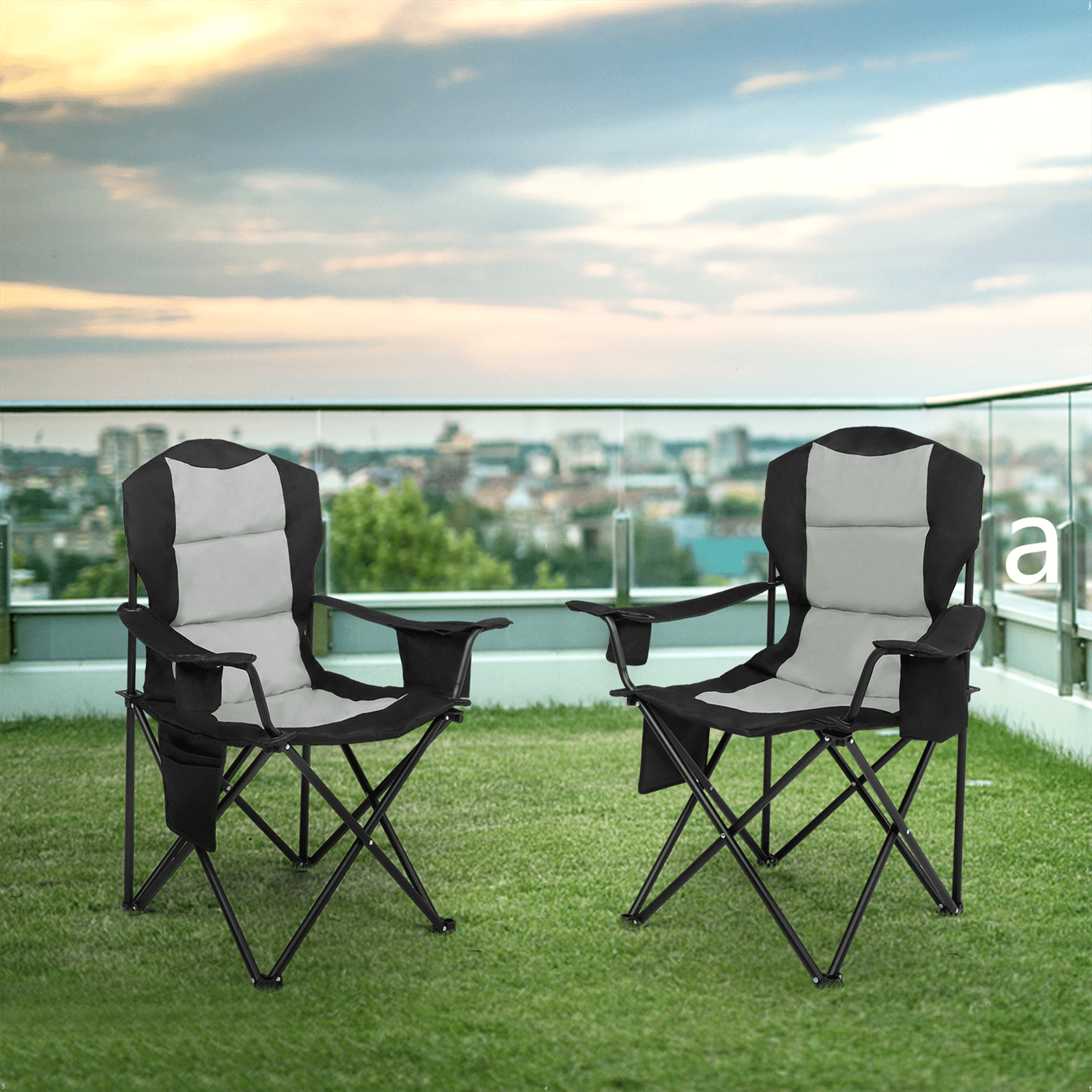 Coleman Aluminum Adult Deck Chair with Swivel Table, Gray