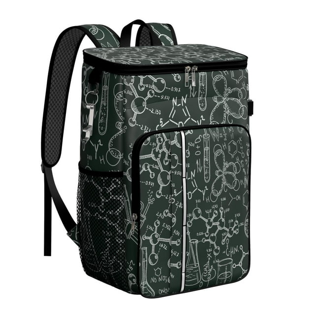 Science Rules Insulated Backpack Cooler, Leakproof Design with Biology and Laboratory Experiment Pattern for Academic Enthusiasts