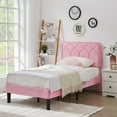 thumbnail image 4 of VECELO 3-Piece Pink Bedroom Set with Twin Upholstered Bed Frame and 2 Nightstands, 4 of 10