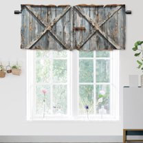 Rustic Wooden Barn Door Printed Window Curtains Valances Old Farmhouse Country Rod Pocket Window Valance for Living Room Bathroom Bedroom Kitchen 54 by 18 in, 1 Panel