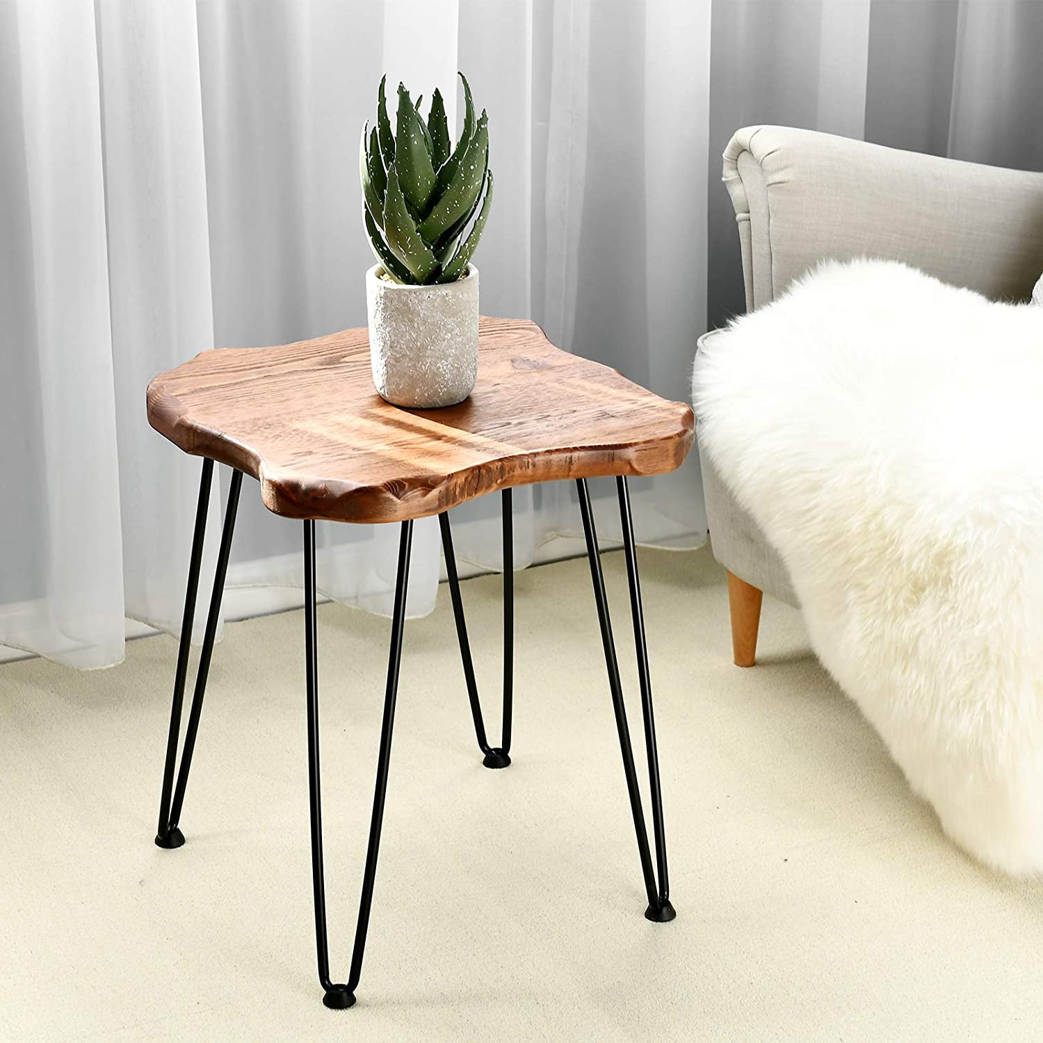 Nightstand  Accent Side End End Coffee Table Storage Display Steel Hairpin Legs 
