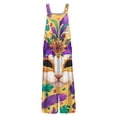 thumbnail image 5 of Fgvctg Mardi Gras Women's Jumpsuits Wide Leg Pant Holiday Overalls Mask Graphic Sleeveless Carnival Party Spaghetti Straps Jumpsuits Romper Bib Overalls Loose Sprimg Pants With Pockets Gold XXXL, 5 of 5