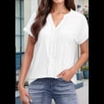 thumbnail image 4 of Blusas con Ojales para Mujer, Cuello en V, Corta, Bordadas, Estilo , Informal, Holgada, de Verano S, 4 of 9