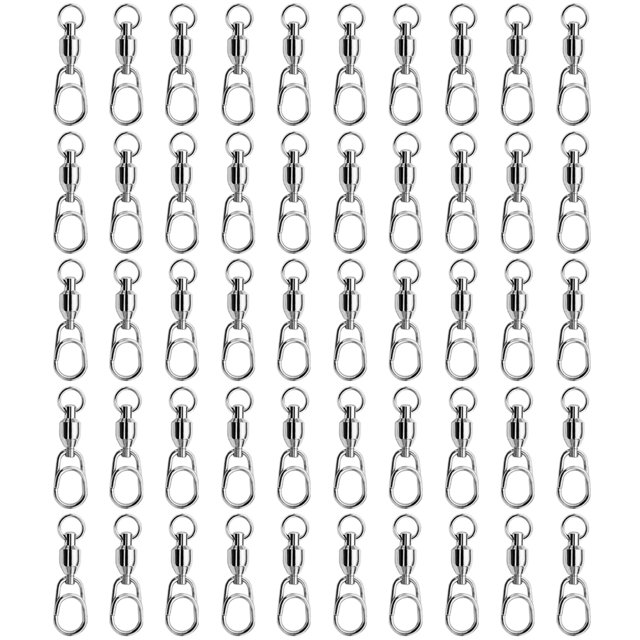 50pcs 8 Word Bearing Rolling Swivel Sólido Anillo Snap Conectores de señuelos de pesca (2)
