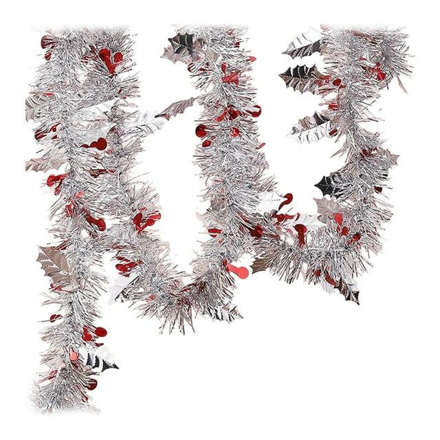 Guirnalda navideña de oropel, adorno brillante navideño de 1,8 m, decoración para de , guirnalda metálica retorcida para repisa de techo.