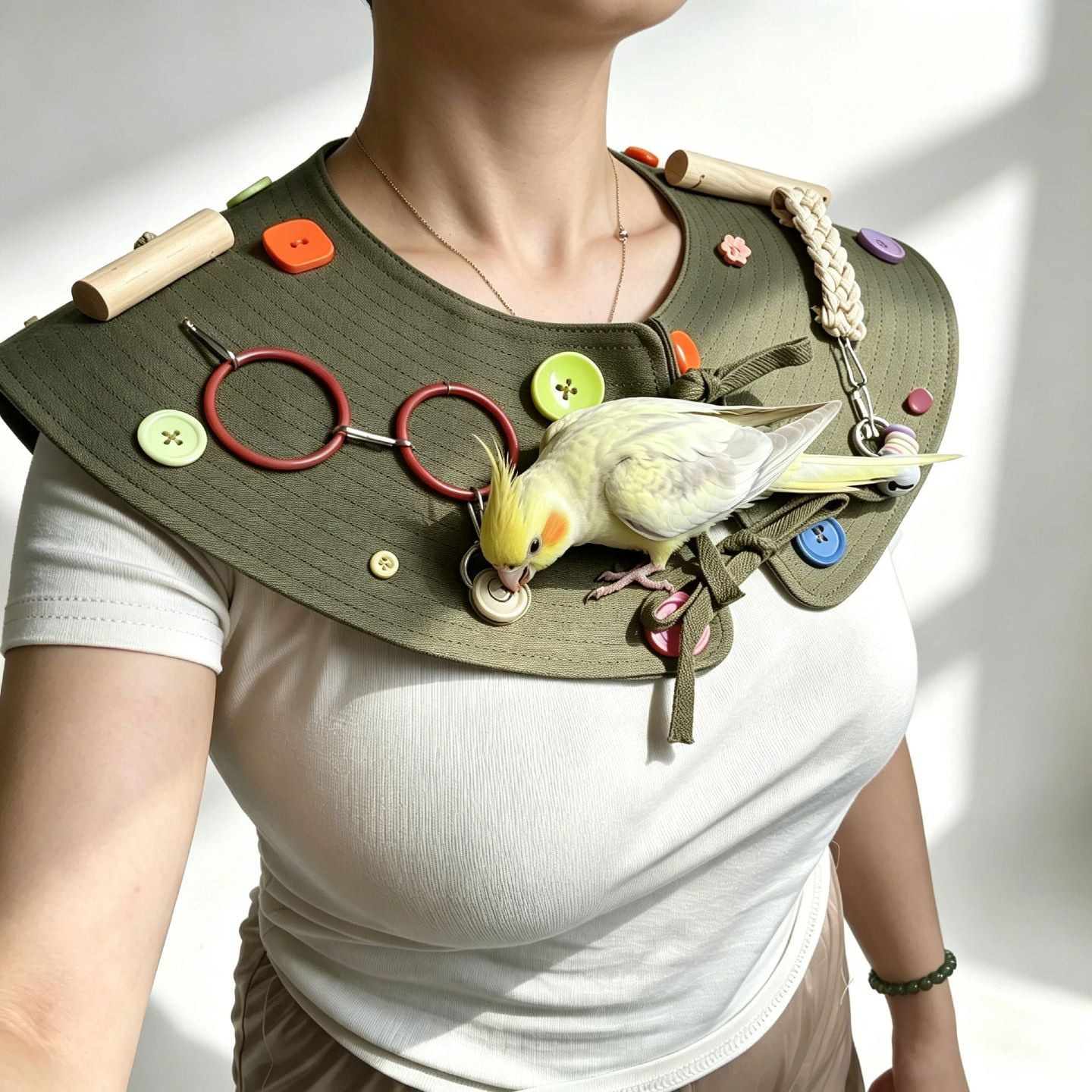 Anti-Scratch Bird Poop Shoulder Pad Cape Reusable Washable Bird Diaper Guard for Parakeet Budgerigar Conure Lovebird Indoor and Outdoor