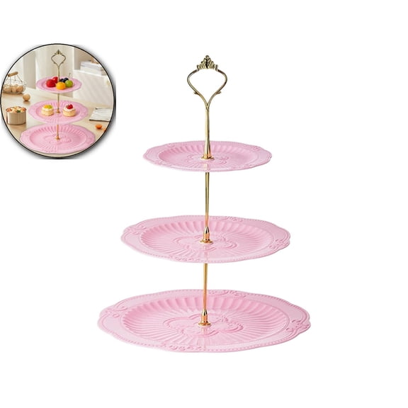 3 Tier Plastic Cupcake Stand, Dessert Plates Cake Fruit Candy Display Tower Reusable Pastry Platter for Wedding Birthday Tea Party Decorations