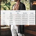 thumbnail image 3 of Men's Summer Beach Kimono Shirt Short Half Sleeve Chiffon Open Front Shirt Solid Color Lightweight Sun Protection Casual Long Cardigan Size 3XL Black, 3 of 4