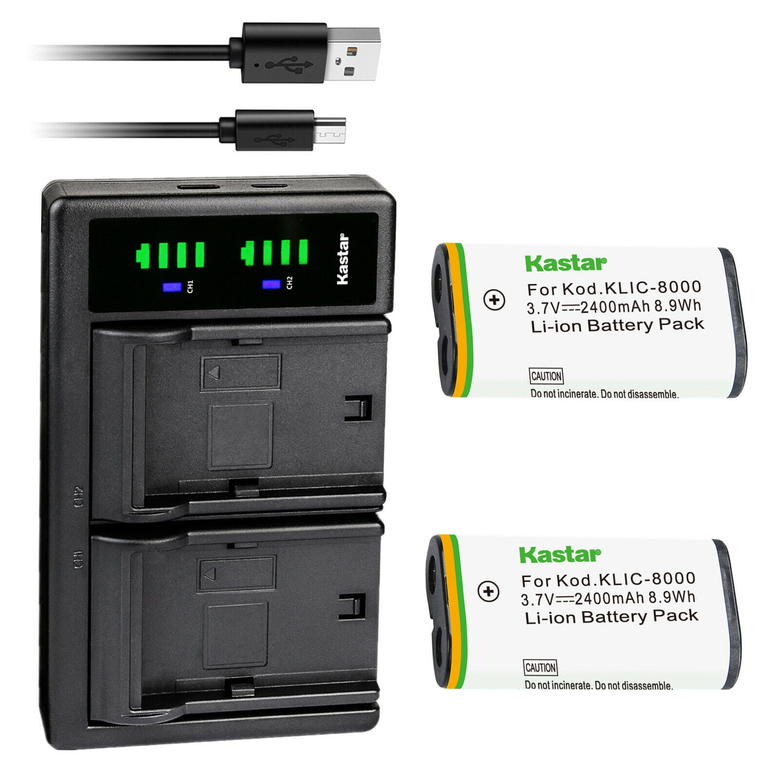 2-Pack and Charger Kit for Kodak KLIC-8000 Z612 Kastar Battery Z812 is Z712 is Z1485 is Z1085 is Z8612 is Cameras K8000 Work with Kodak Z1012 is Z1015 is 