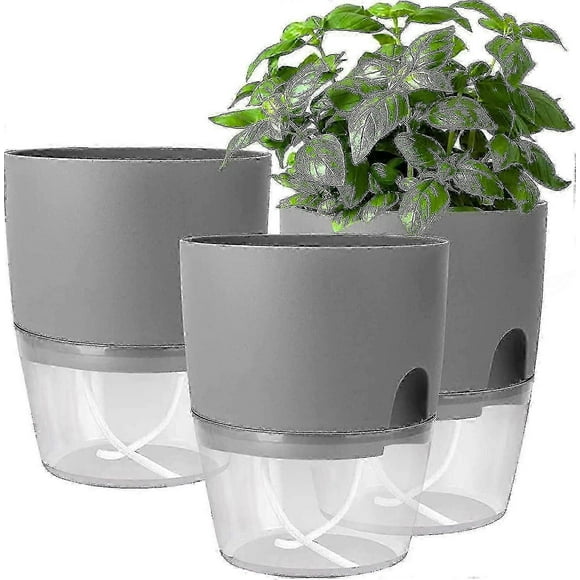 Herb Flower Pot Kitchen Set Window Sill Automatic Watering 3-piece Kitchen Herb Garden, 18.2x 11x 15