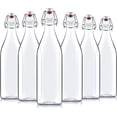 thumbnail image 1 of Bormioli Rocco Giara Swing Top Bottles 33 ¾ Ounce/1 Liter (6 Pack) ROUND Clear Glass Grolsch Flip Top Bottle With Stopper, 1 of 8